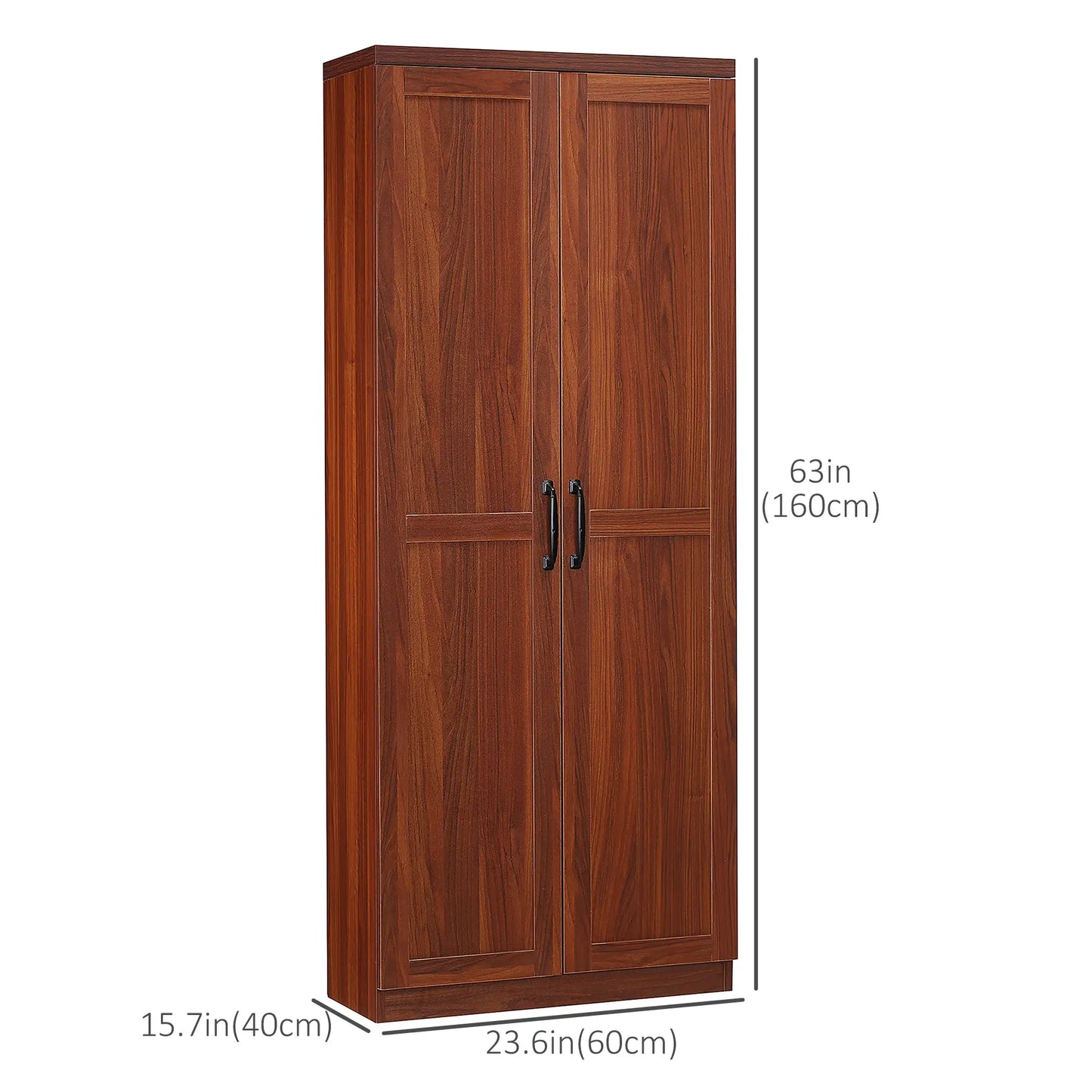 63" Kitchen Storage Cabinet, 5-Tier Pantry with Doors, Adjustable Shelves, Tan Kitchen Pantry Cabinets at Gallery Canada