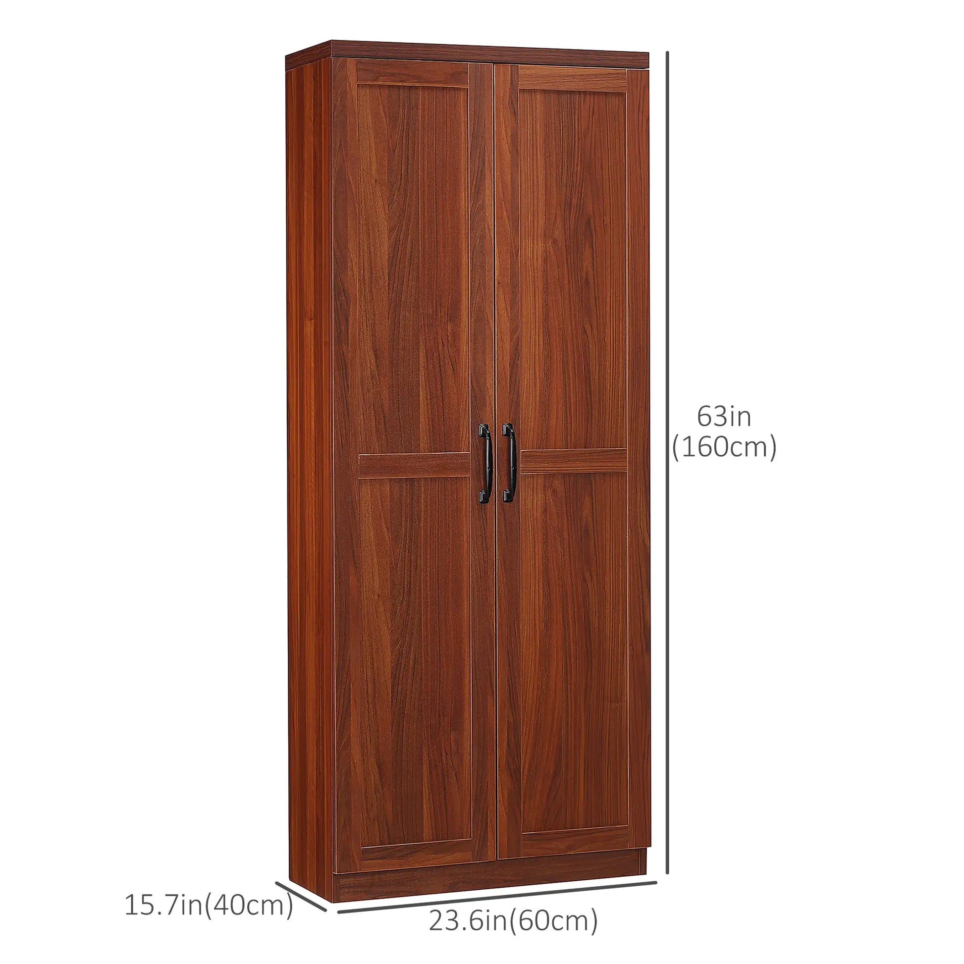 63" Kitchen Storage Cabinet, 5-Tier Pantry with Doors, Adjustable Shelves, Tan Kitchen Pantry Cabinets at Gallery Canada