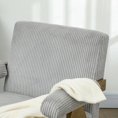 Corduroy Accent Chair Armchair with Wide Seat and Soft Padded Armrests for Reading, Bedroom, Light Grey Accent Chairs at Gallery Canada