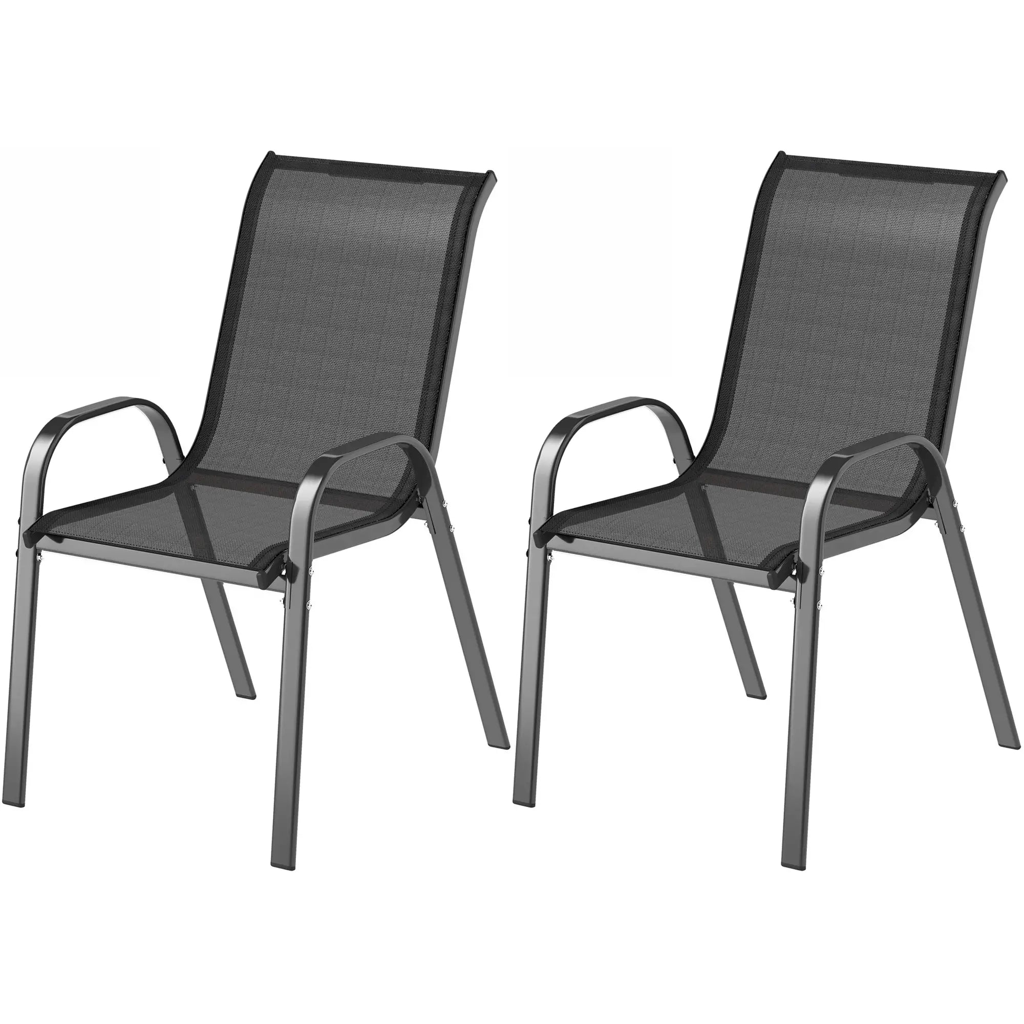 Outdoor Dining Chairs Set of 2, Stackable, High Back, Black Patio Chairs Black at Gallery Canada