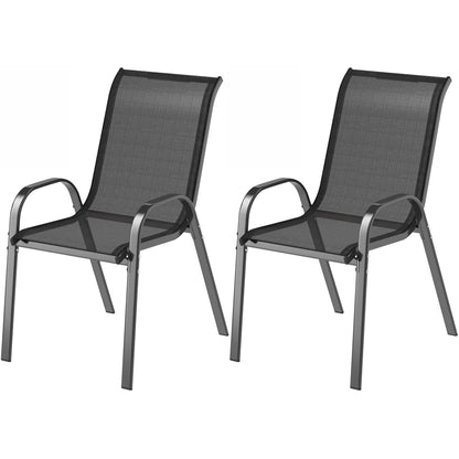 Outdoor Dining Chairs Set of 2, Stackable, High Back, Black Patio Chairs Black at Gallery Canada