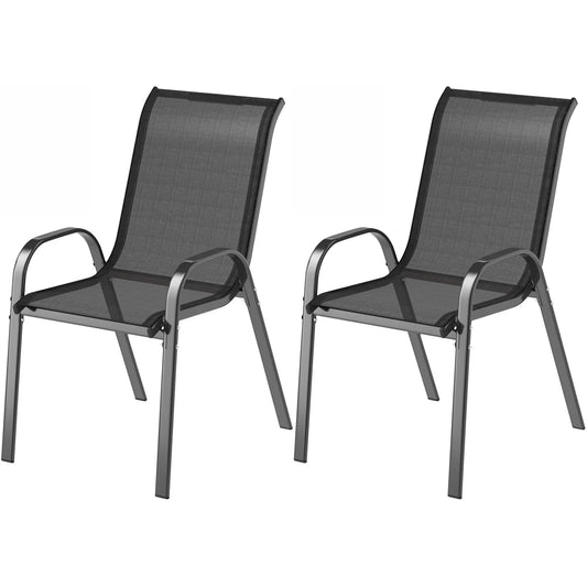 Outdoor Dining Chairs Set of 2, Stackable, High Back, Black Patio Chairs Black at Gallery Canada