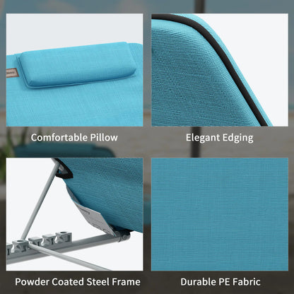Beach Lounge Chair Set, 2 Pieces, Folding Chaise, Blue Beach Accessories at Gallery Canada