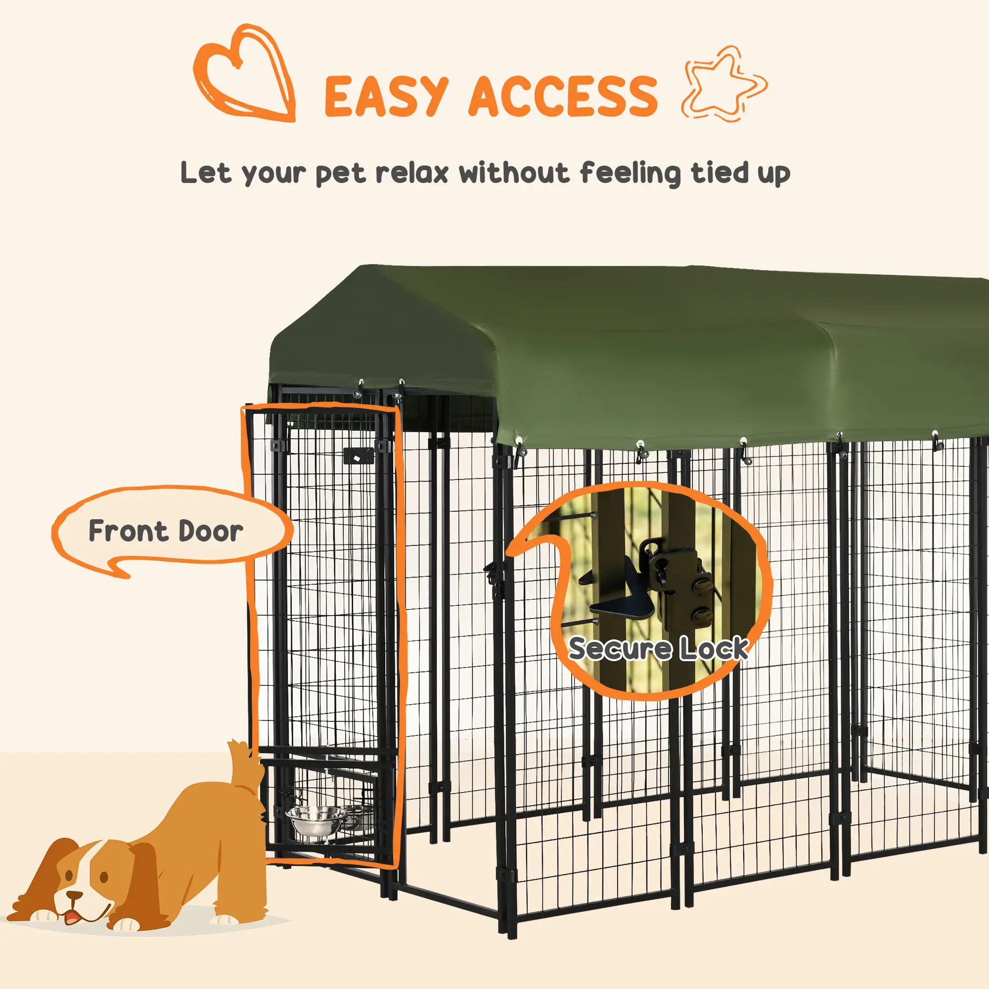 Outdoor Dog Kennel, Lockable Pet Playpen, Welded Steel Fence, Rotating Bowl, Green Houses, Kennels & Pens at Gallery Canada