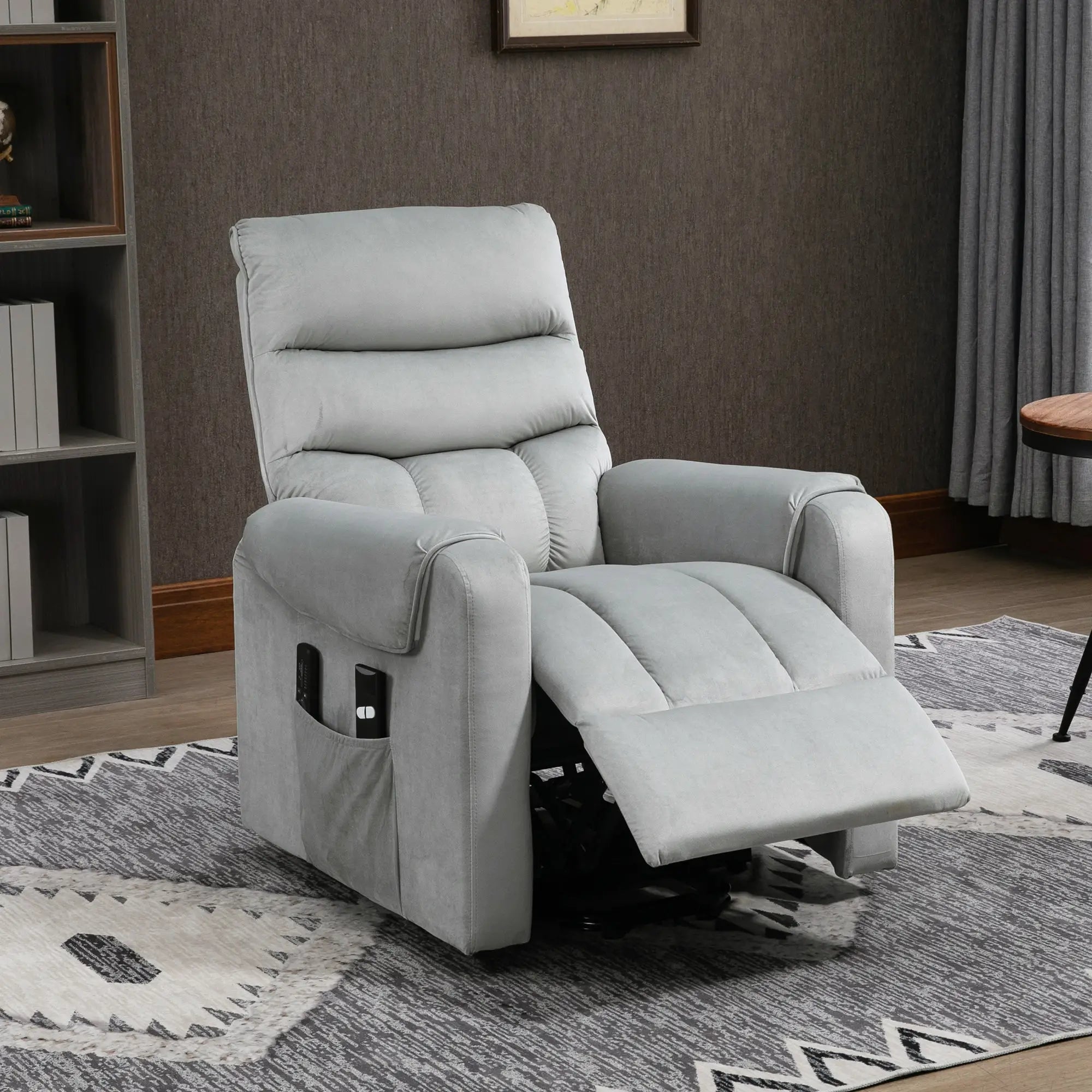 Lift Chair, Massage Recliner with 8 Vibration Points, Footrest, Remote, Grey Electric Power Lift Chairs at Gallery Canada
