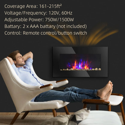 Wall Mounted Fireplace, 28.5 Inch Electric, LED Flame Effect, 7 Colors, Black Electric Fireplaces at Gallery Canada