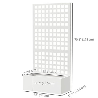 Bac de jardin surélevé galvanisé avec treillis, 35" x 16" x 70", Blanc