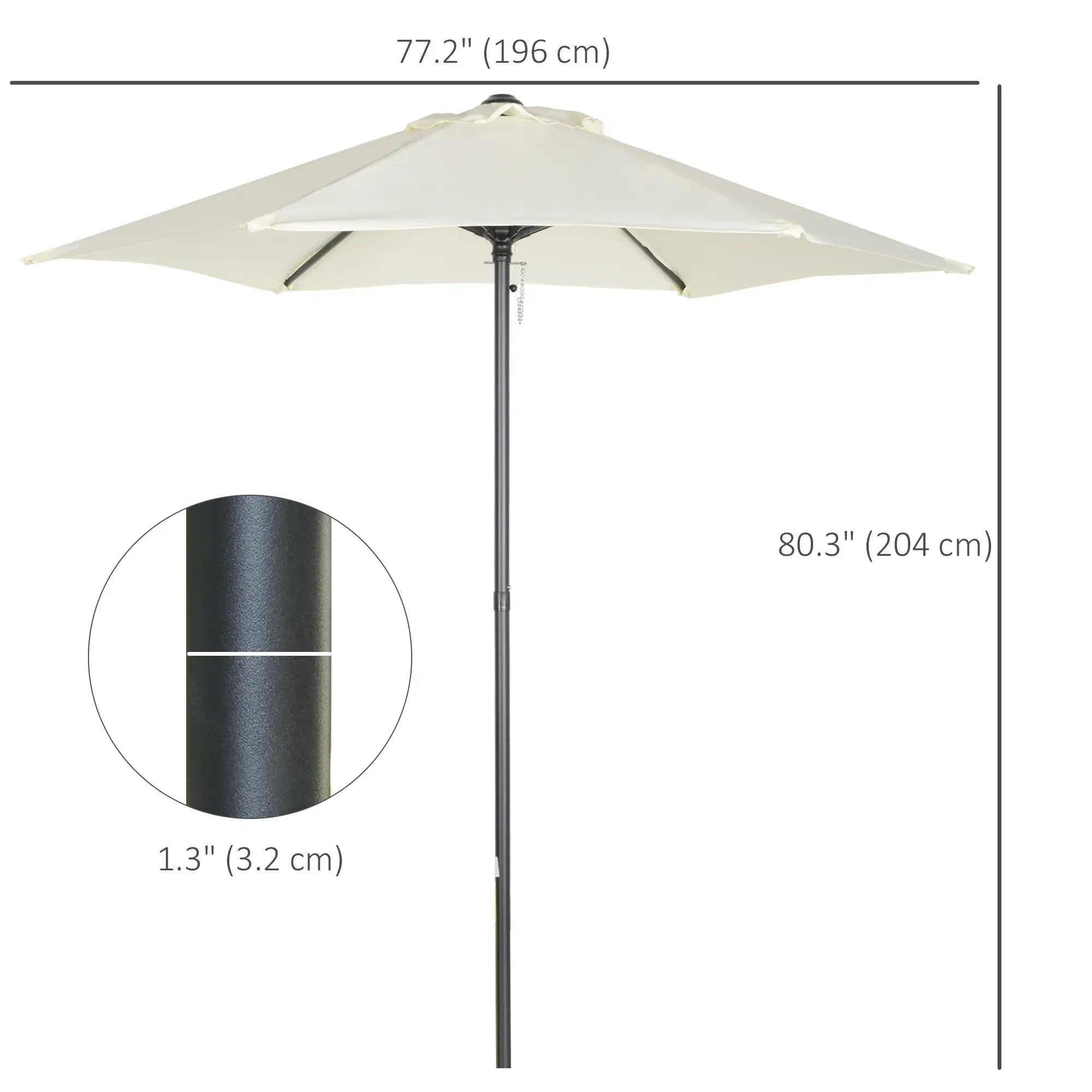 6.6FT Patio Umbrella, 6 Ribs, Cream White Sun Umbrellas at Gallery Canada
