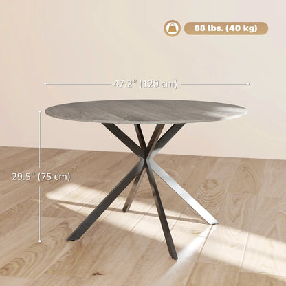 47" Round Kitchen Table for 4, Industrial Dining Table, Wood Grain, Black, Grey Dining Tables at Gallery Canada