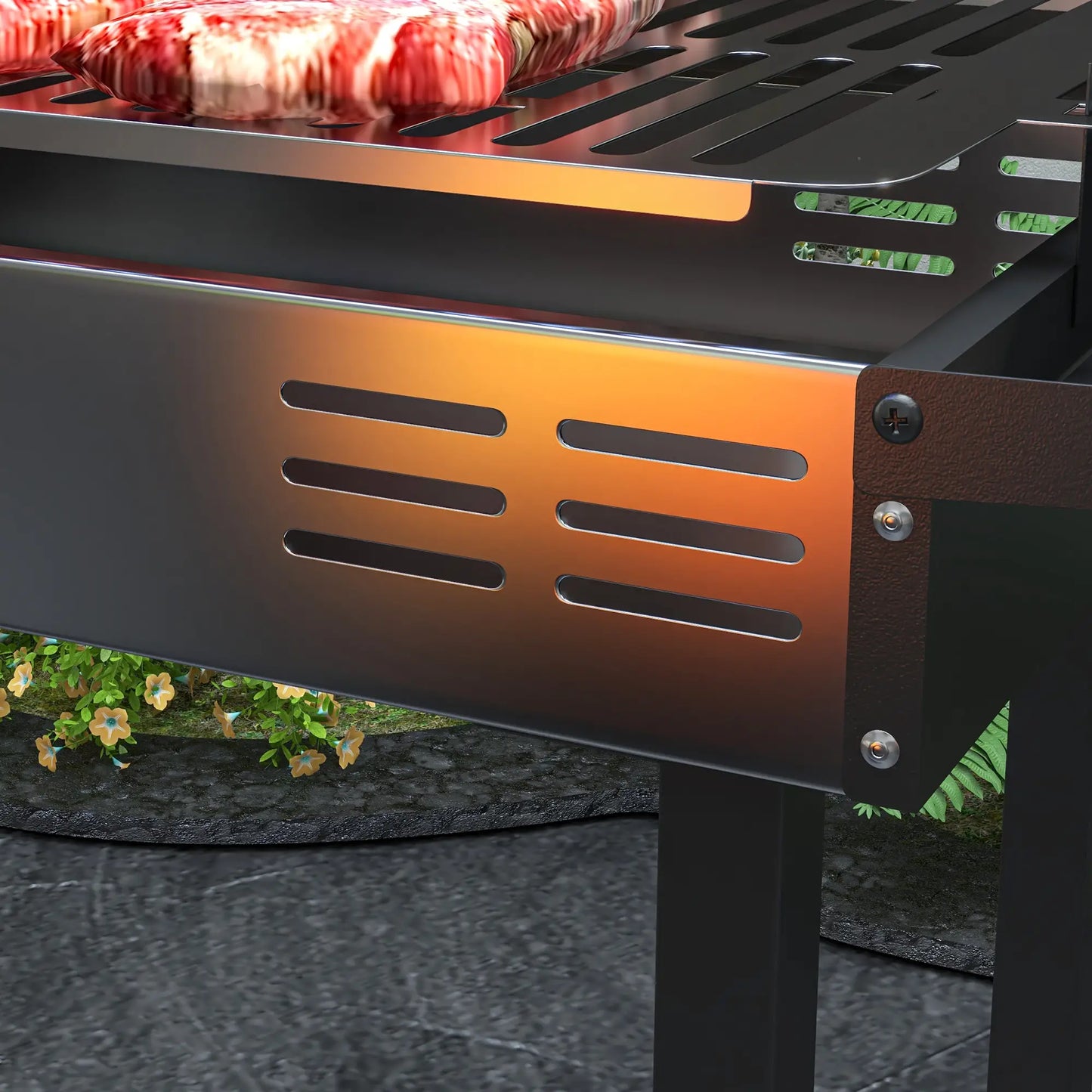 Charcoal Rotisserie Grill, 3-Level Grate, Storage Shelves, Stainless Steel Charcoal BBQ Grils at Gallery Canada