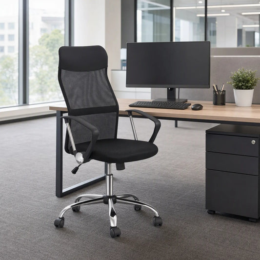 Ergonomic Mesh Office Chair, High Back, Adjustable Height, Black Task Chairs Black at Gallery Canada