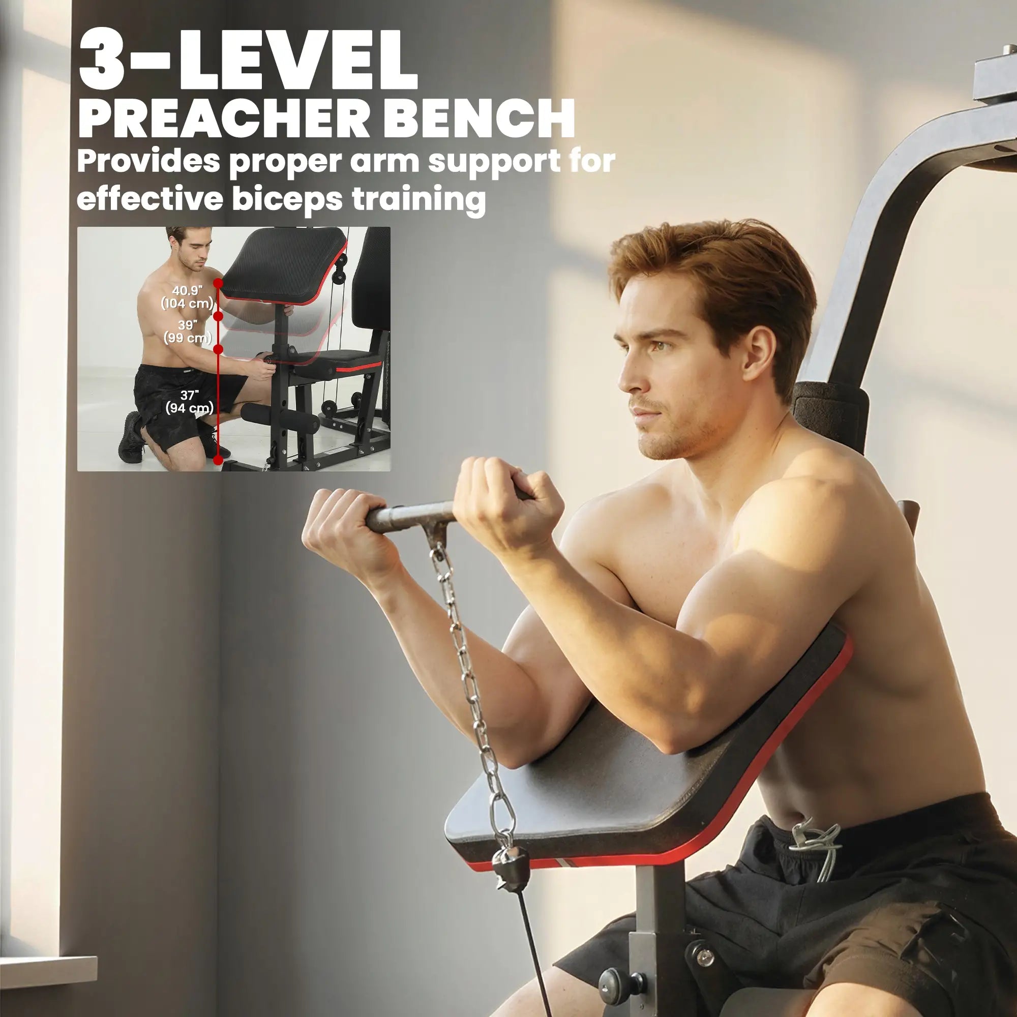 Multi Gym Smith Machine, 143LBS Weight Stack, Cable Pulley System Strength Training Equipment at Gallery Canada