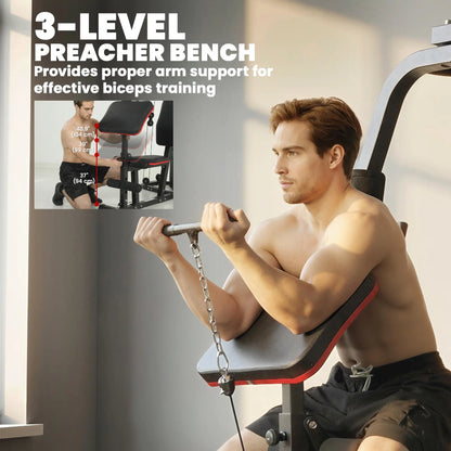 Multi Gym Smith Machine, 143LBS Weight Stack, Cable Pulley System Strength Training Equipment at Gallery Canada