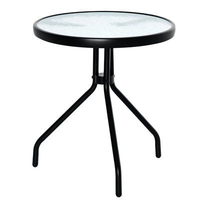 20" Round Outdoor End Table, Tempered Glass Top, Black Patio Side Tables at Gallery Canada