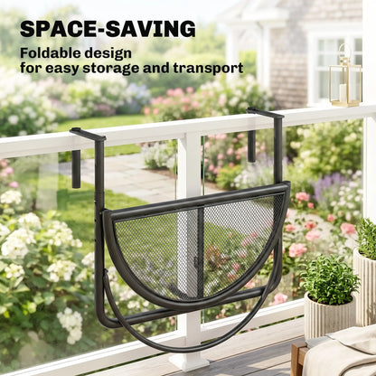 Adjustable Balcony Hanging Rail Table, Metal Mounting Mini Wall Desk, Black Balcony Table Hanging at Gallery Canada