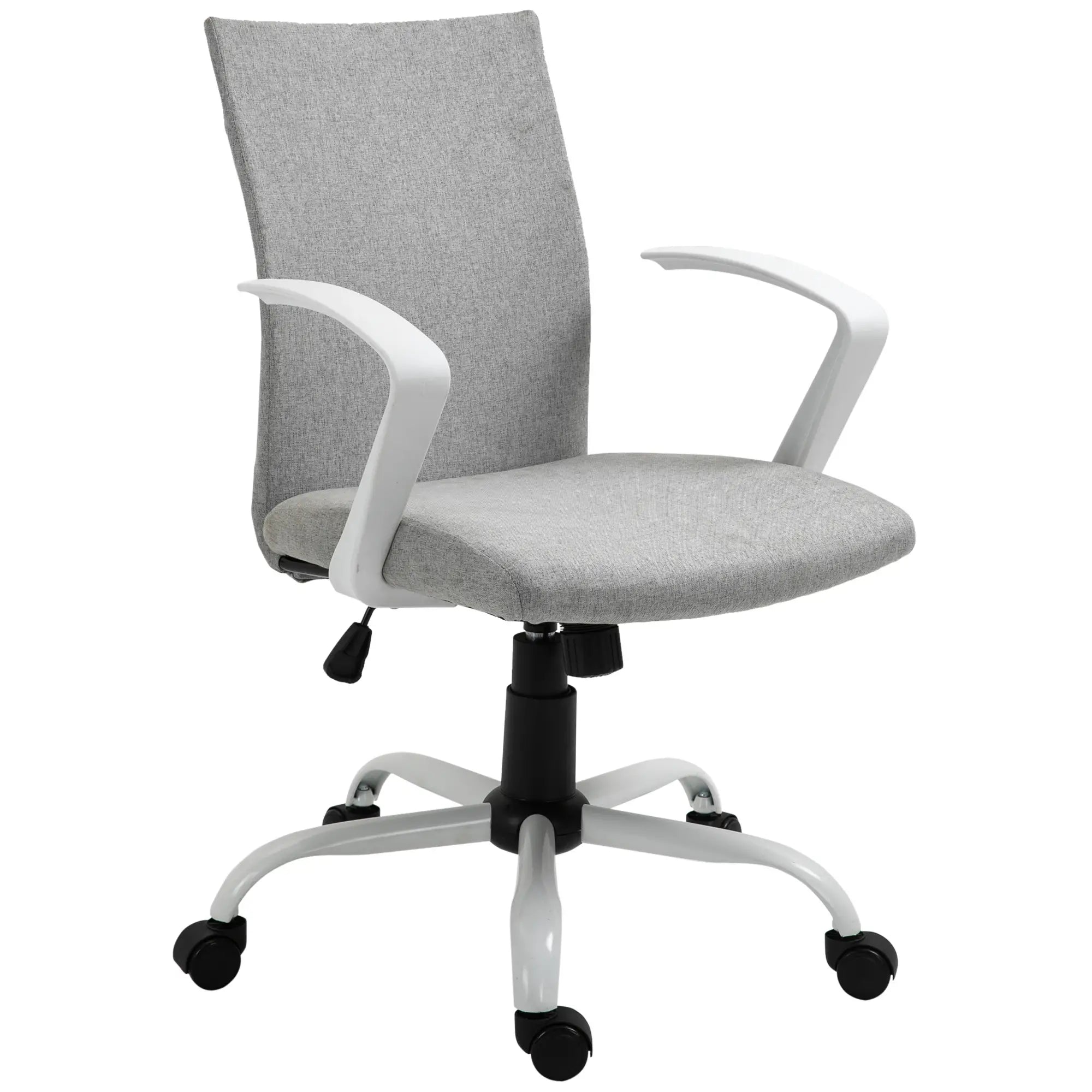 Linen Mid Back Office Chair, Tilt Function, Swivel, Light Grey Task Chairs at Gallery Canada