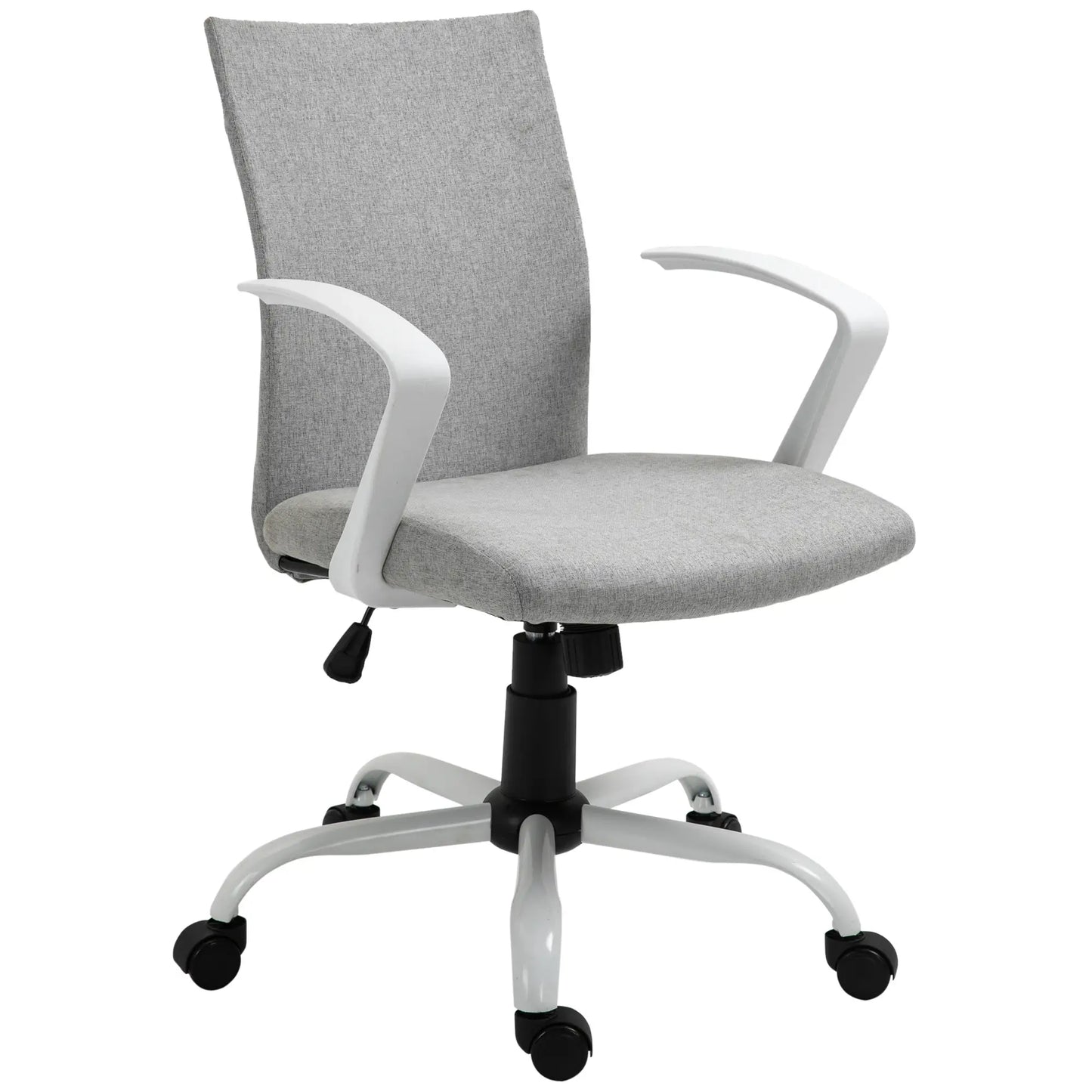 Linen Mid Back Office Chair, Tilt Function, Swivel, Light Grey Task Chairs at Gallery Canada
