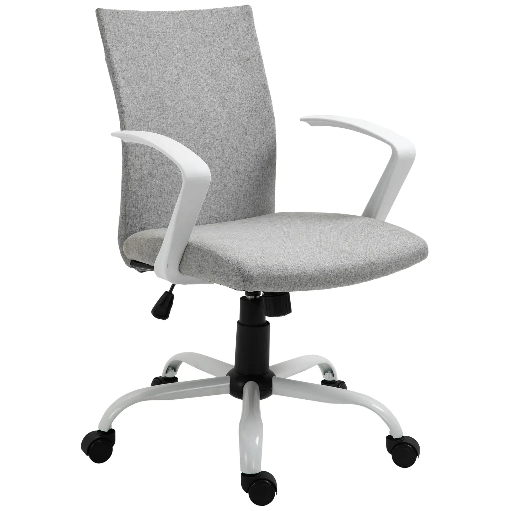 Linen Mid Back Office Chair, Tilt Function, Swivel, Light Grey Task Chairs at Gallery Canada