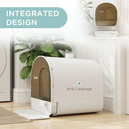 Cat Litter Box with Lid, Removable Tray, Scoop, Filter, White Cat Litter Box Enclosures at Gallery Canada