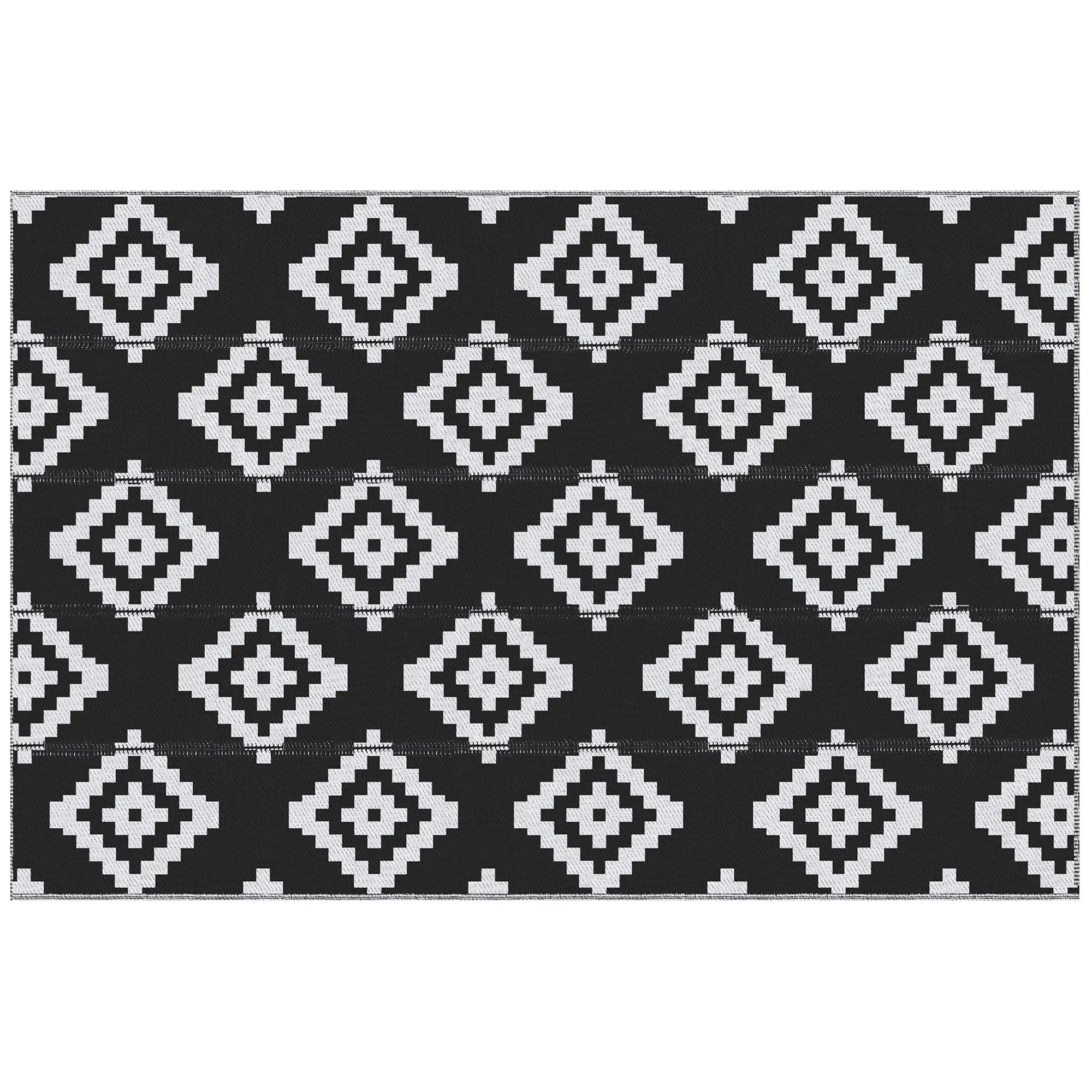 Reversible Outdoor RV Rug, 6' x 9', Patio Mat, Black & White Garden Decor Black, White at Gallery Canada