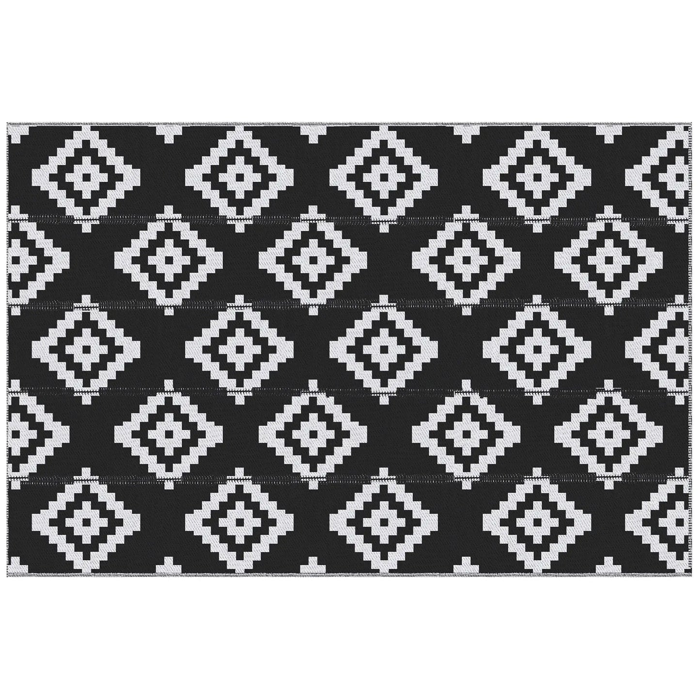 Reversible Outdoor RV Rug, 6' x 9', Patio Mat, Black & White Garden Decor Black, White at Gallery Canada