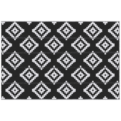 Reversible Outdoor RV Rug, 6' x 9', Patio Mat, Black & White Garden Decor Black, White at Gallery Canada