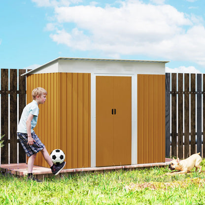 7' x 4' Metal Storage Shed, Outdoor Garden Tool Organizer, Yellow Sheds at Gallery Canada