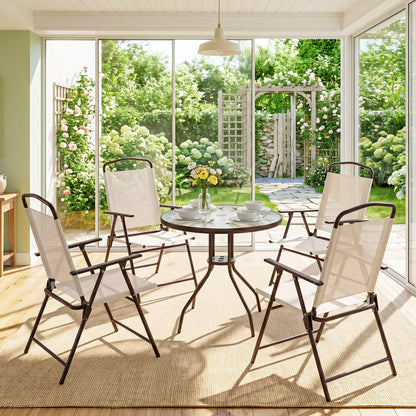 6 Piece Outdoor Dining Set For 4 With Umbrella, Cream Outdoor Dining Sets at Gallery Canada