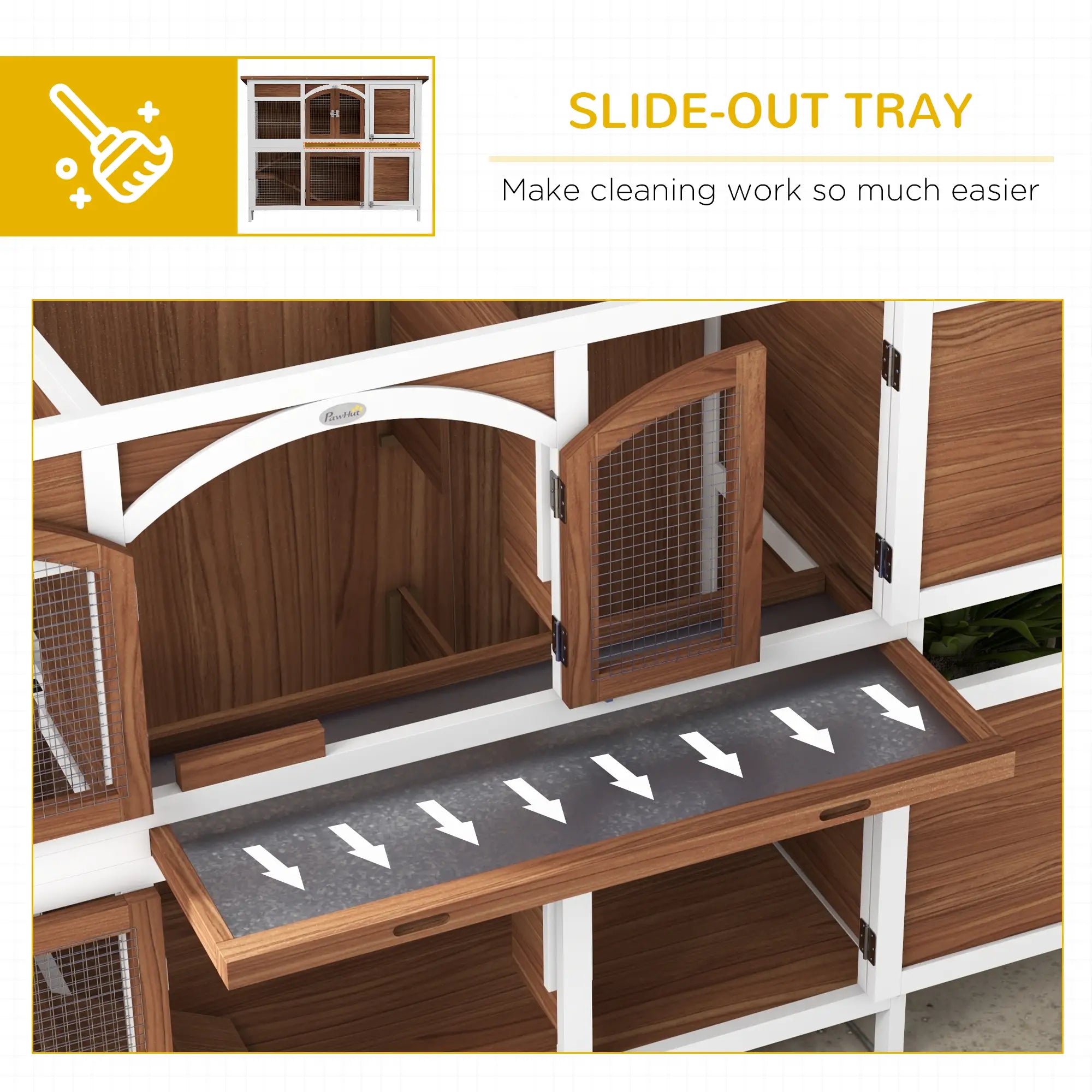 Two-Tier Wooden Rabbit Hutch, Openable Roof, Slide-Out Tray Rabbit Hutch at Gallery Canada