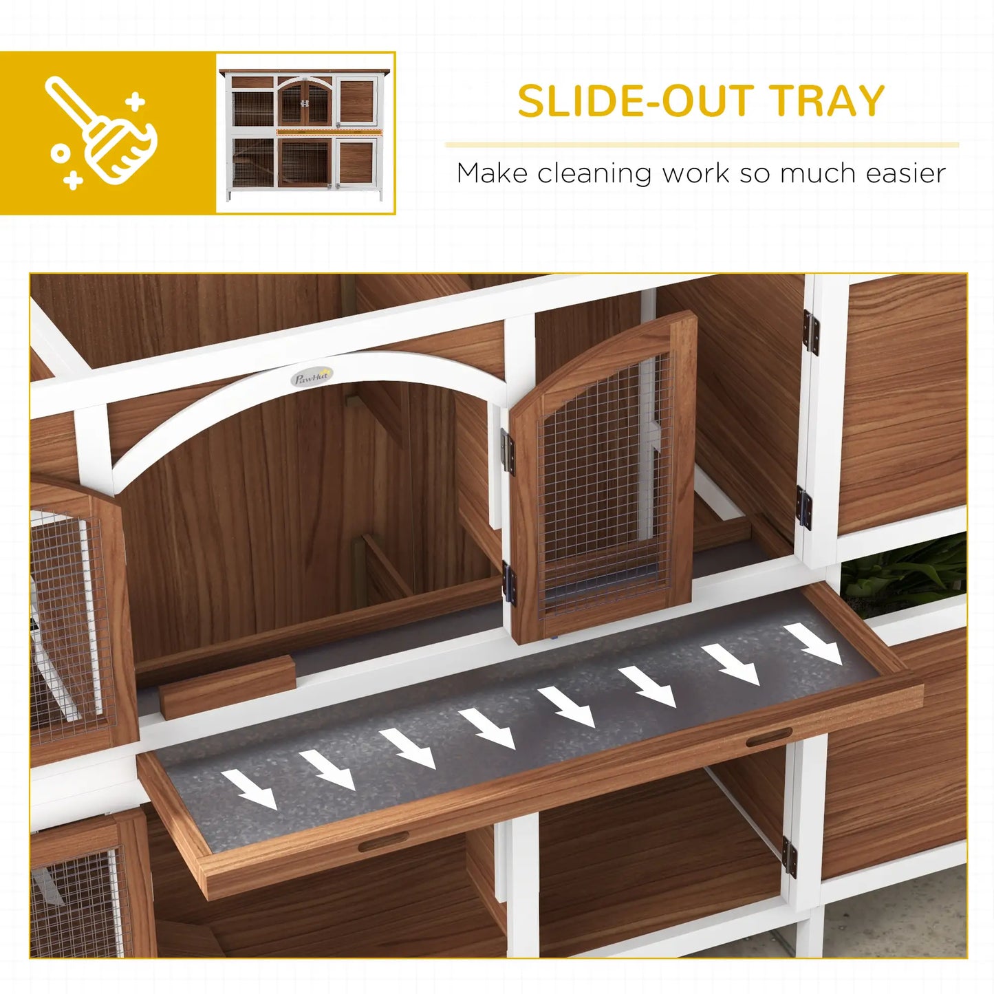 Two-Tier Wooden Rabbit Hutch, Openable Roof, Slide-Out Tray Rabbit Hutch at Gallery Canada