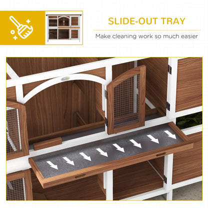 Two-Tier Wooden Rabbit Hutch, Openable Roof, Slide-Out Tray Rabbit Hutch at Gallery Canada