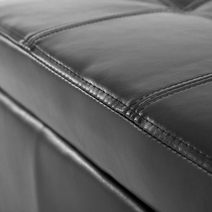 Storage Ottoman Bench, 51 Inches, PU Leather Foot Rest, Black Storage Ottomans & Benches at Gallery Canada