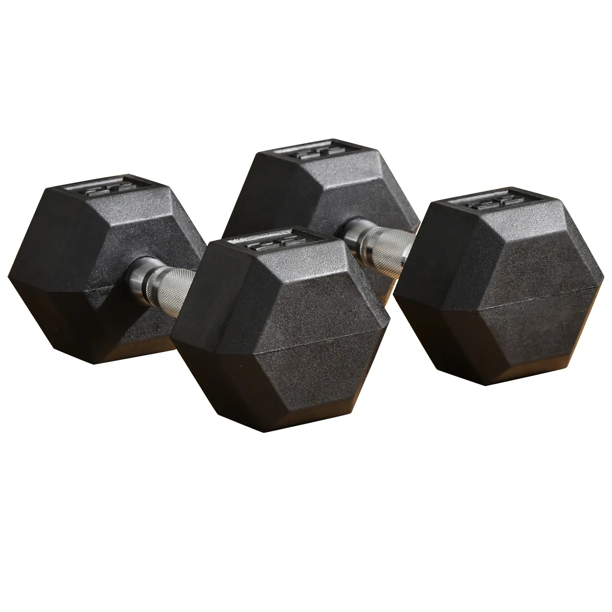 Rubber Dumbbells Weight Set, 50lbs Total, 25lbs Each, Black Dumbbells & Barbells at Gallery Canada