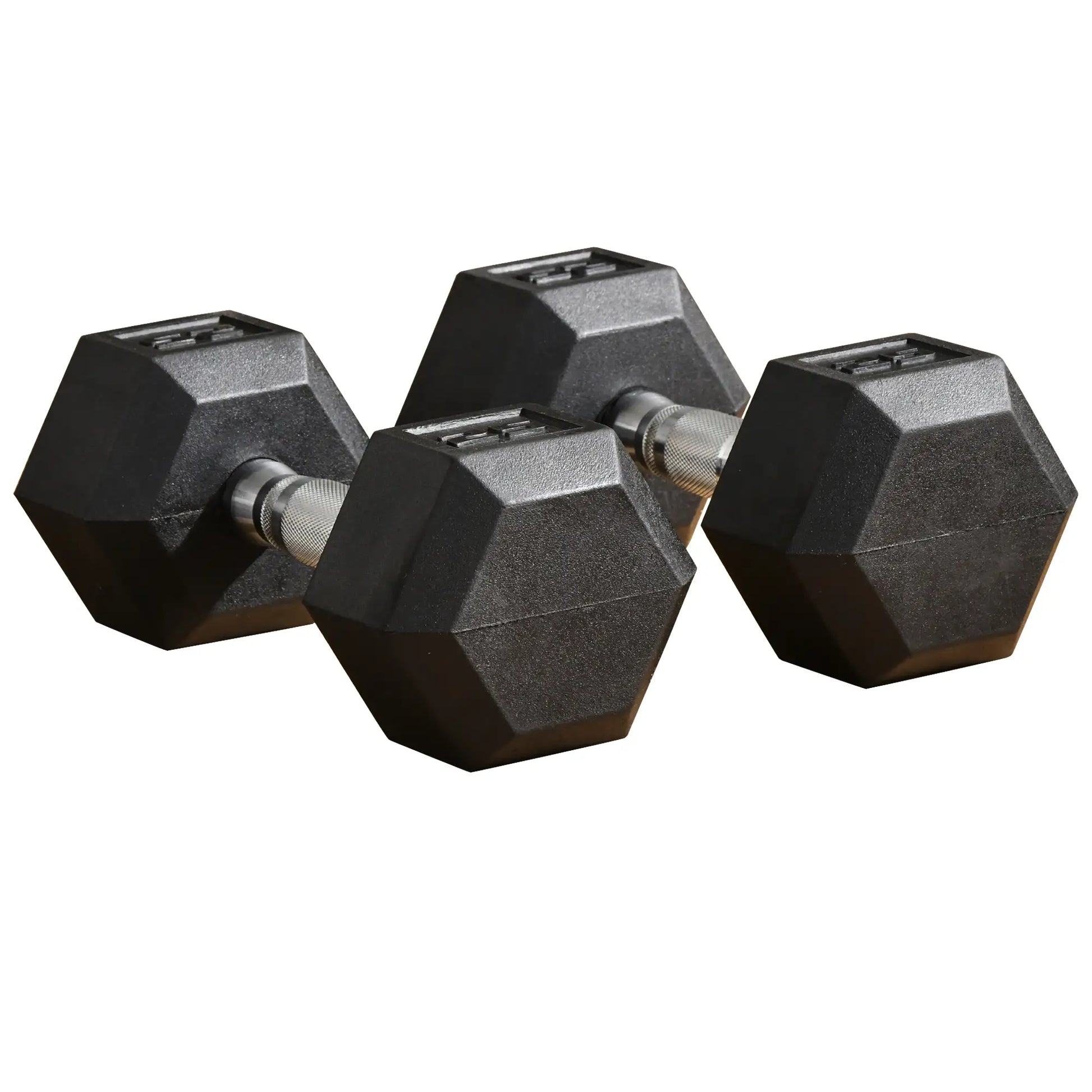 Rubber Dumbbells Weight Set, 50lbs Total, 25lbs Each, Black Dumbbells & Barbells at Gallery Canada