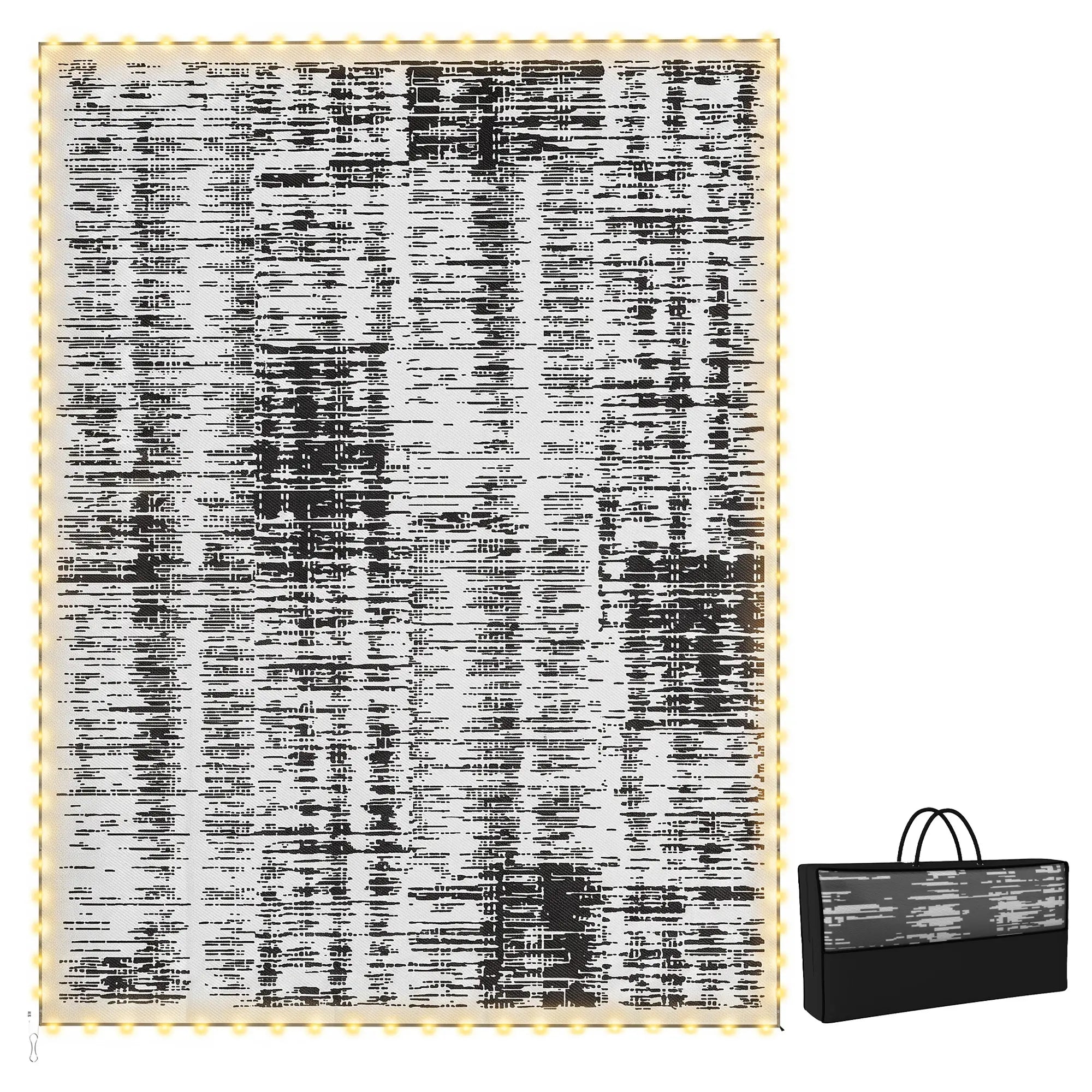Waterproof Outdoor Camping Rug With LED Lights, 12' x 9' Outdoor Reversible Rugs Dark Gray, White at Gallery Canada
