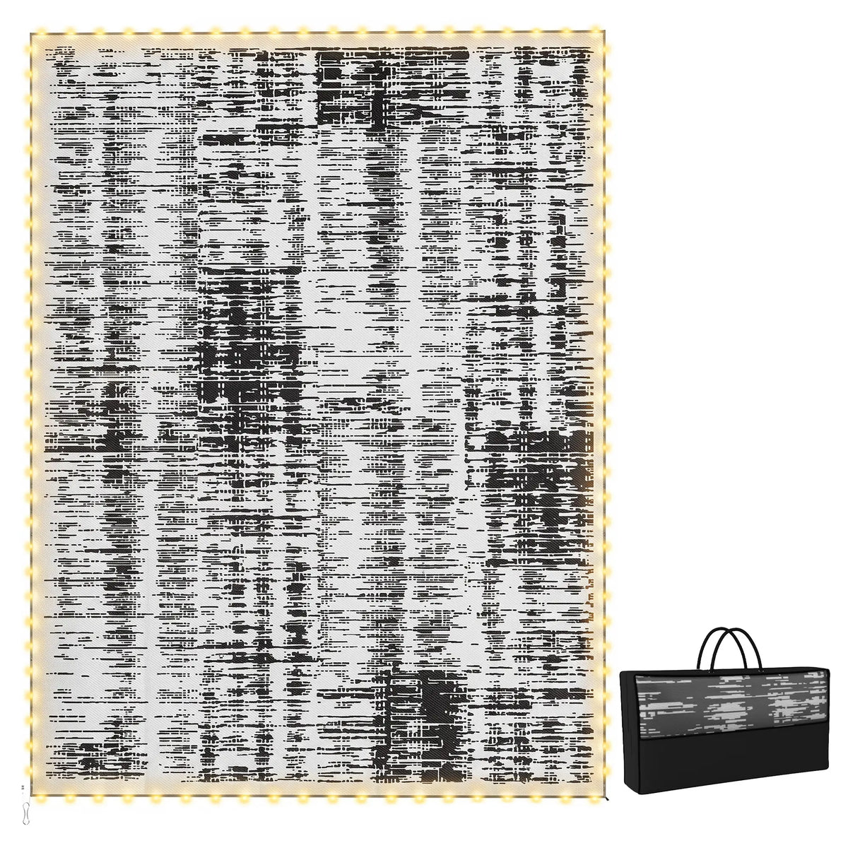 Waterproof Outdoor Camping Rug With LED Lights, 12' x 9' Outdoor Reversible Rugs Dark Gray, White at Gallery Canada