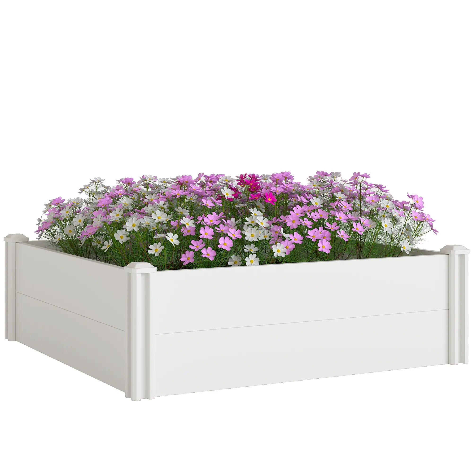 White Vinyl Raised Garden Bed Kit, 3 x 3 x 1ft Modular Elevated Box, White Raised Garden Beds at Gallery Canada