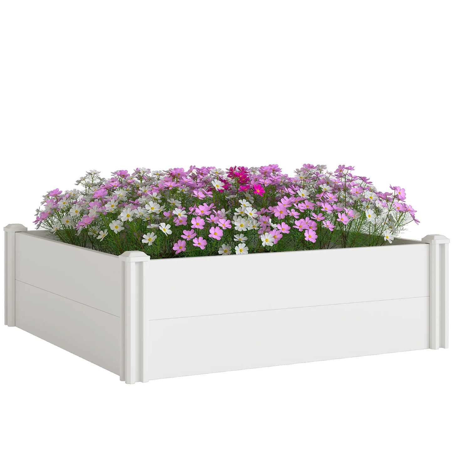 White Vinyl Raised Garden Bed Kit, 3 x 3 x 1ft Modular Elevated Box, White Raised Garden Beds at Gallery Canada