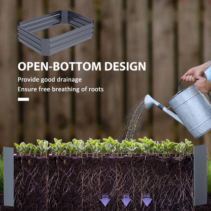 Lit de jardin surélevé galvanisé, 4' x 3' x 1', Bac à plantes en métal d'extérieur, Gris foncé