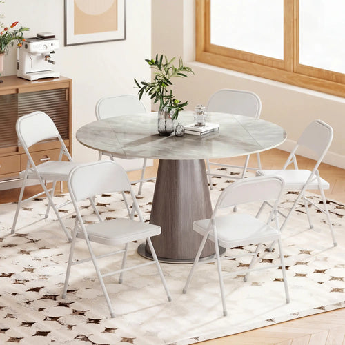 Set of 6 Foldable Chairs, PU Leather Padded, 17.5