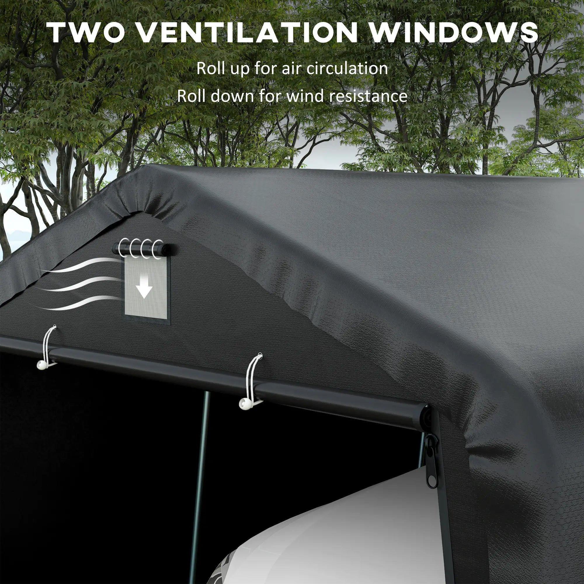 12' x 20' Portable Garage, Heavy Duty Carport Canopy, Black Car Shelters at Gallery Canada