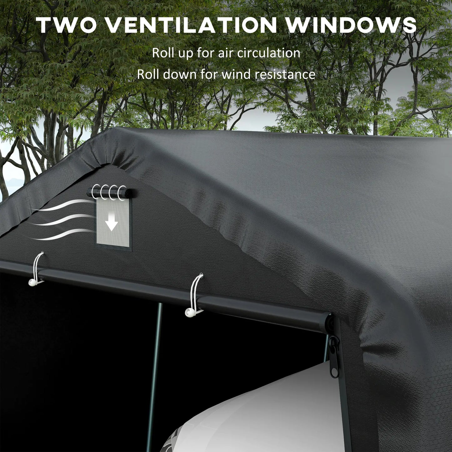 12' x 20' Portable Garage, Heavy Duty Carport Canopy, Black Car Shelters at Gallery Canada