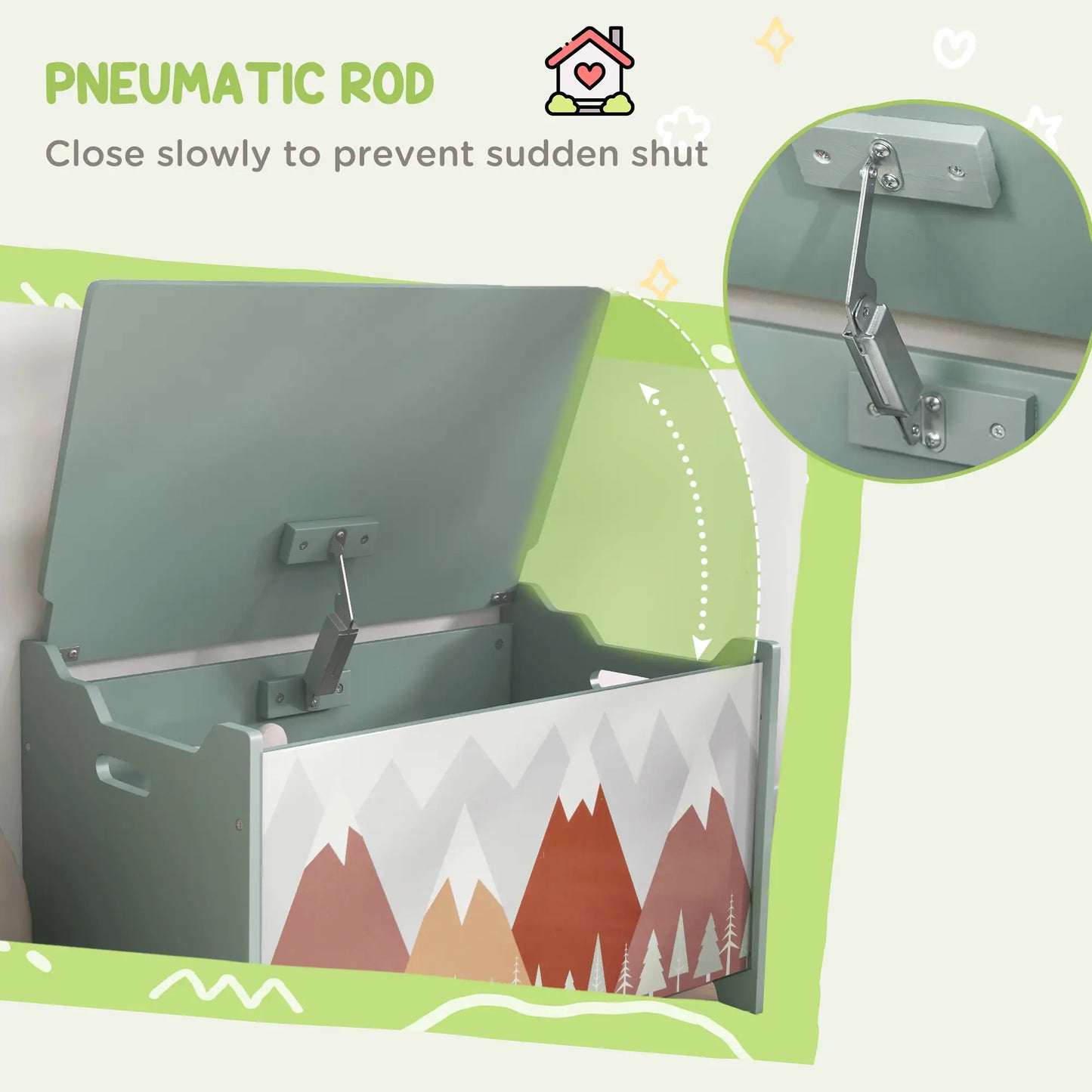 Toy Box with Lid, Storage Organizer, Safety Hinge, Green Baby & Kids Storage at Gallery Canada