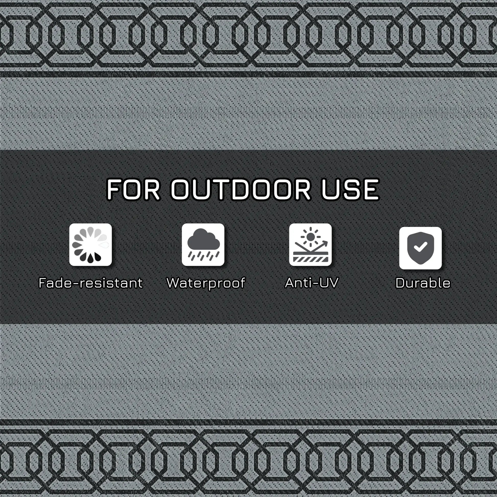 Portable Outdoor Rug, 9' x 12', Waterproof, Reversible, Black and Grey Outdoor Reversible Rugs at Gallery Canada