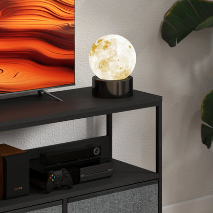 TV Stand with Charging Station, 3 Foldable Drawers, Open Shelf, 55 Inch, Black TV Stands at Gallery Canada