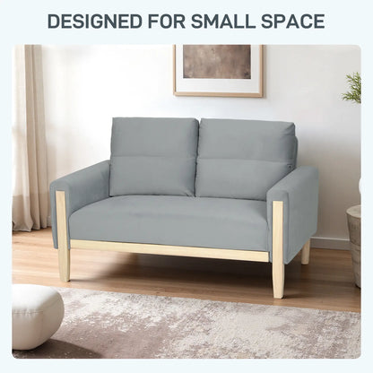 53" Loveseat Sofa, 2 Seater with Wood Legs, Velvet, Grey 2-Seater Sofas at Gallery Canada