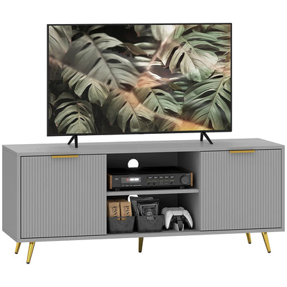 TV Stand for 55 Inch TV, 2 Open Shelves, 2 Cabinets, Grey TV Stands at Gallery Canada