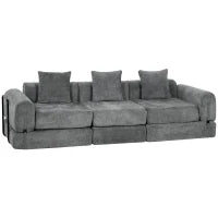 96.5" Folding Sofa Bed, Convertible 3 Seater Modular Couch, Grey