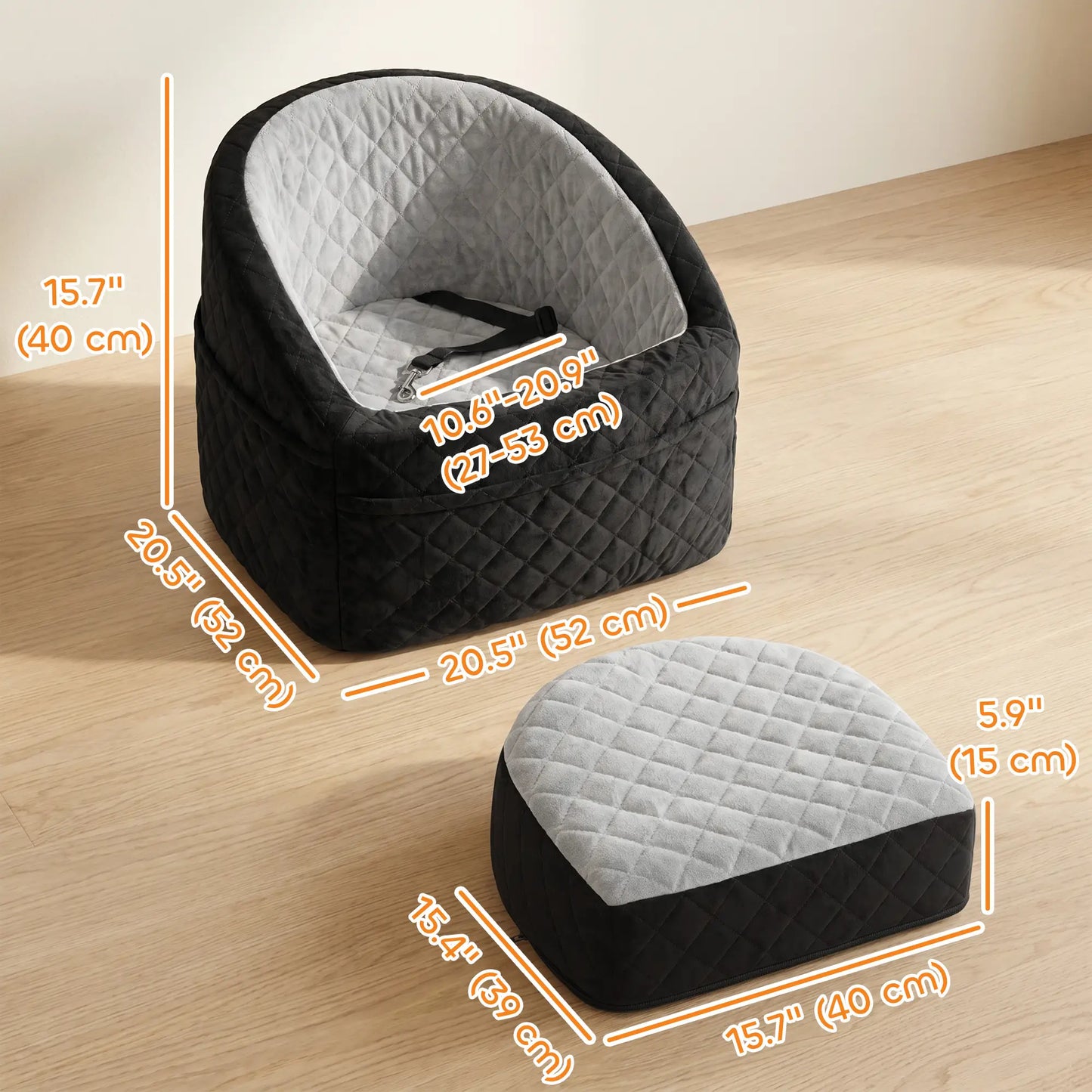 Dog Booster Car Seat Washable, Small Under 10kg, Grey