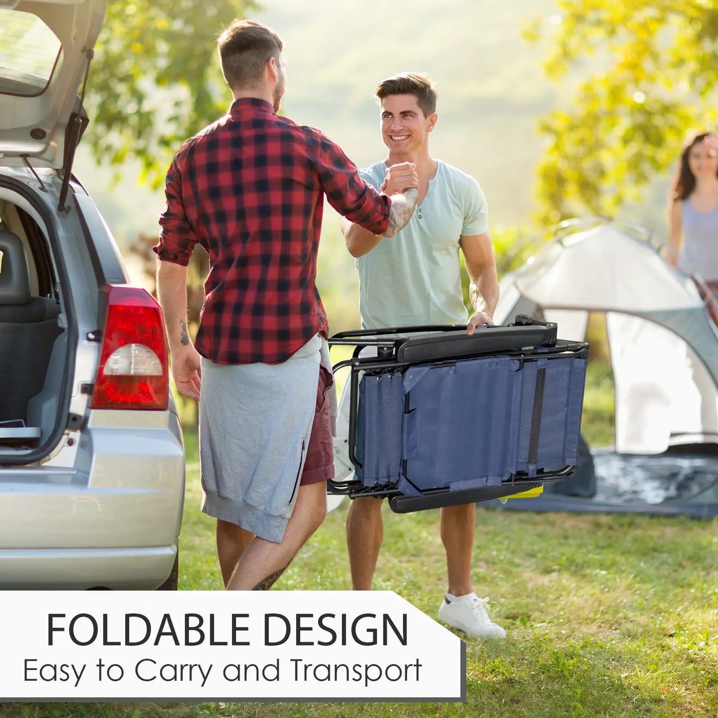 Foldable Lounge Chair with Canopy, Outdoor Zero Gravity Chair, Side Tray, Cup Holder, Blue Outdoor Chaise Lounges at Gallery Canada